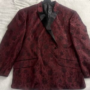 Elegant Burgundy Floral Blazer